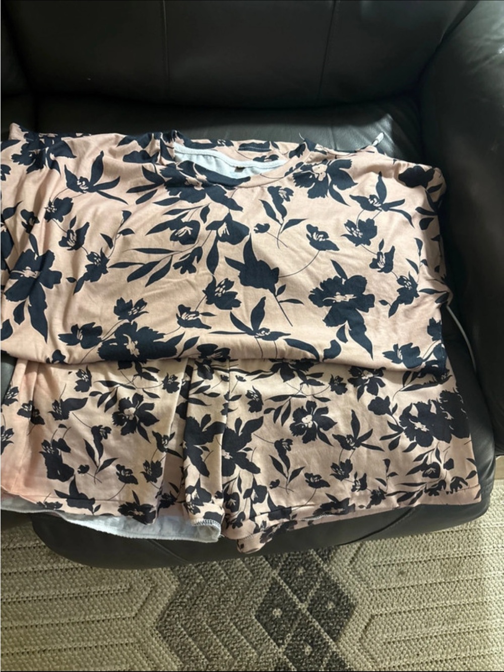 Women’s Floral Pink and Black Shorts Set
